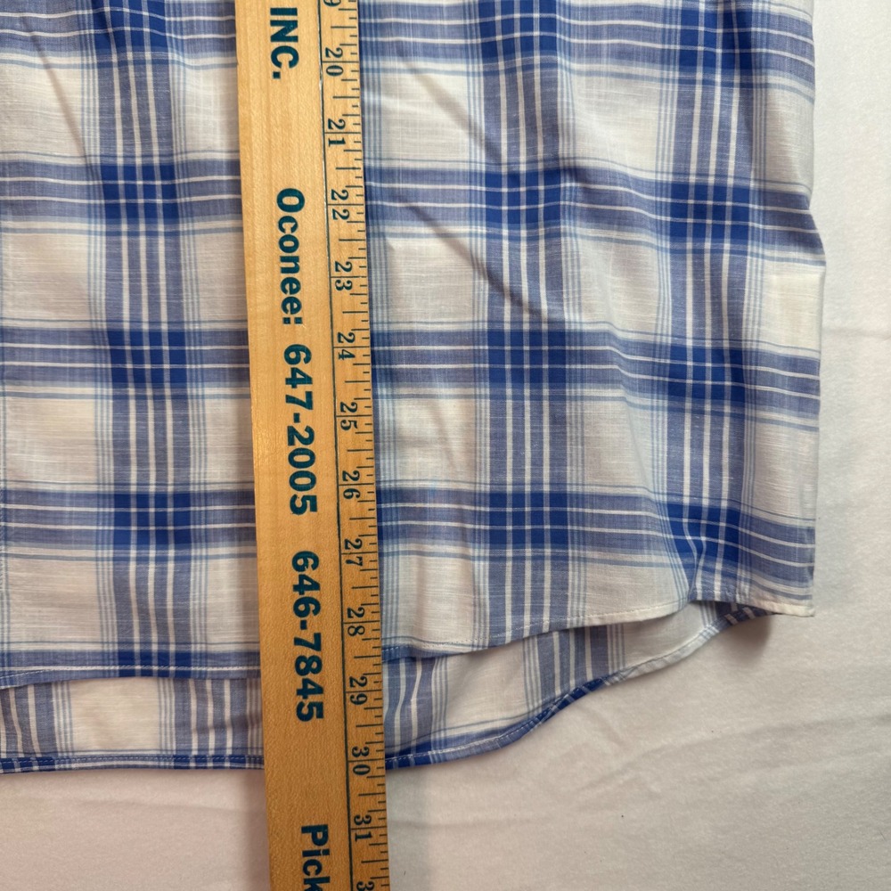 Peter Millar Crown Crafted Mens XXL Blue White Plaid Flex Finish Cotton Shirt - Picture 8 of 8